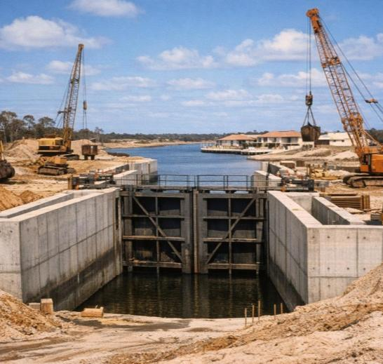 Lock gate under construction